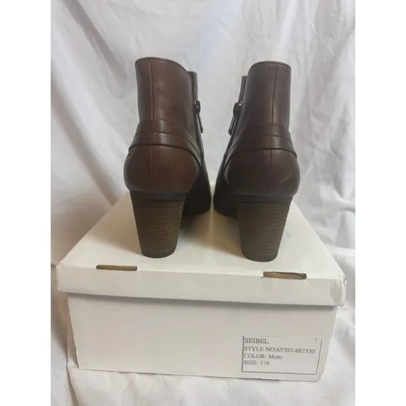 Womens Joseph Seibel Brown Leather Ankle Boots – Size 37 (US 6.5-7) – NIB