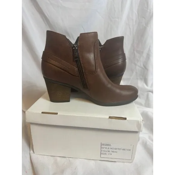 Womens Joseph Seibel Brown Leather Ankle Boots – Size 37 (US 6.5-7) – NIB