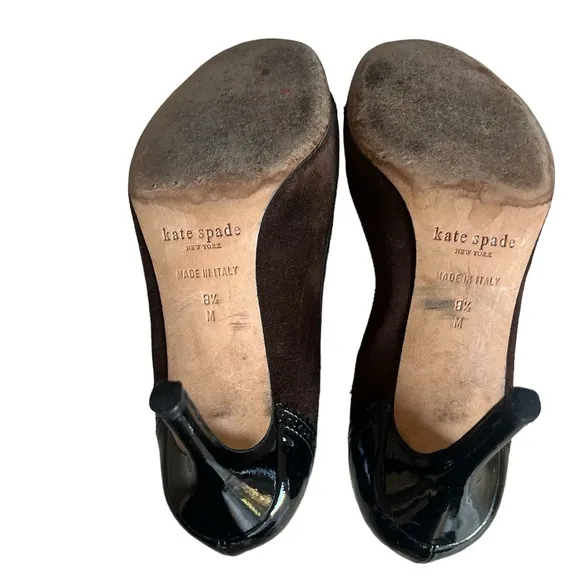 Women’s Kate Spade Karolina Shoes Pumps Heels Brown/Patent Black Size 8.5