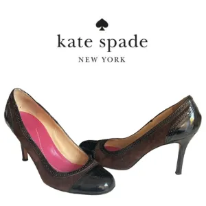 Women’s Kate Spade Karolina Shoes Pumps Heels Brown/Patent Black Size 8.5