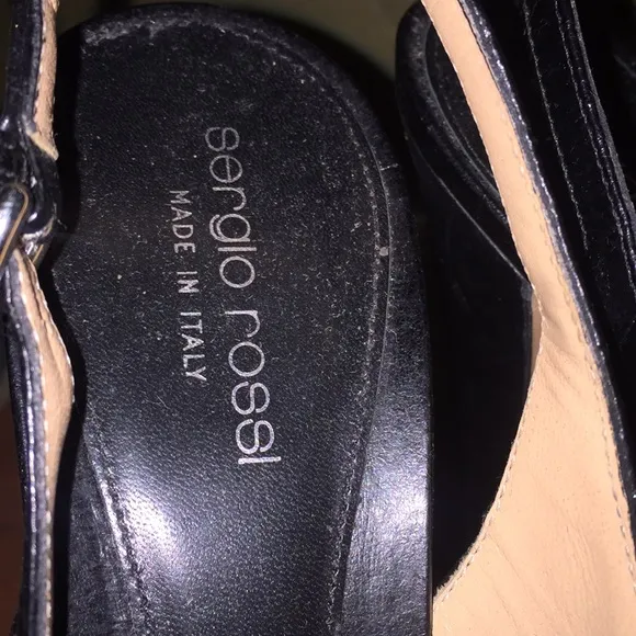 Women's Leather Platform Sergio Rossi Slingback Pumps Size 39/8 Made in Italy