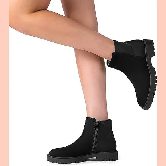 Women's Low Heel Chelsea Ankle Boots Fashion Slip On Elastic Fall
