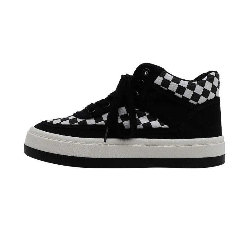 Womens Plaid Fleece Warm Canvas Shoes