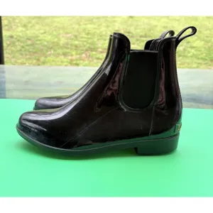 Women's Ralph Lauren Tally Bo Rubber Ankle Rain Boots Black Size 9B