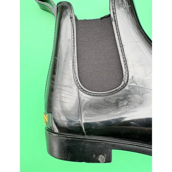 Women's Ralph Lauren Tally Bo Rubber Ankle Rain Boots Black Size 9B