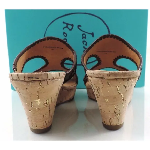Women's Shoes Jack Rogers Emilia Slide Wedge Sandals Cork Chestnut Brown