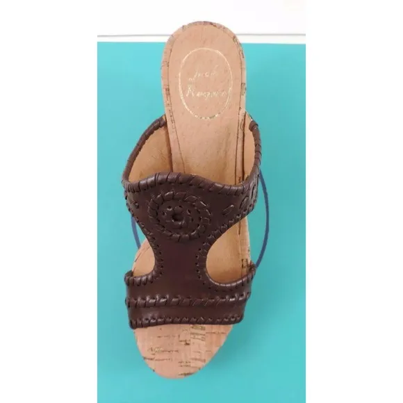 Women's Shoes Jack Rogers Emilia Slide Wedge Sandals Cork Chestnut Brown