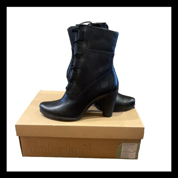 Women’s size 7 NIB TIMBERLAND BLACK LEATHER BOOTS “FEMMES”