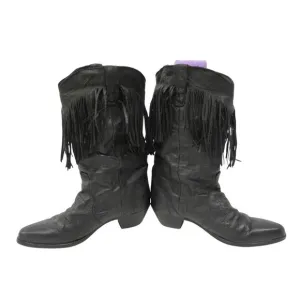 Women’s Size 8 Vintage Capezio Black Leather Fringe Western Boots