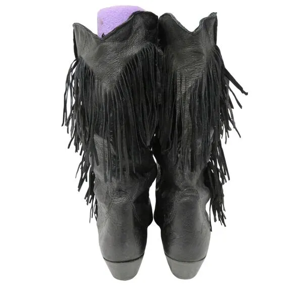 Women’s Size 8 Vintage Capezio Black Leather Fringe Western Boots