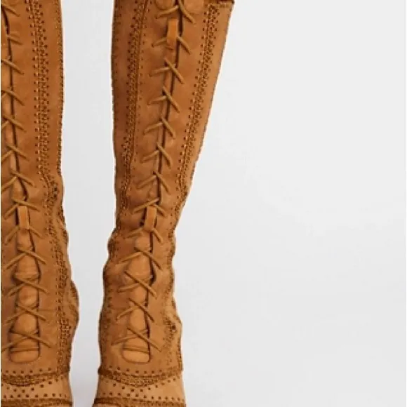 Women's Tan Lace-Up Knee-High Boots| Silent D’s Blaire Boot