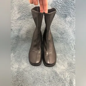 Women’s VINCE Mandy High Heel Platform Boots ZIP BLACK LEATHER SOCK 9 Punk Goth