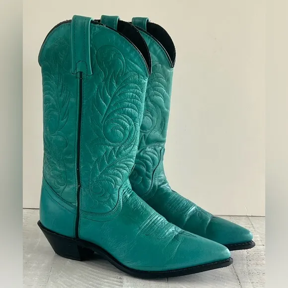 Women’s Vintage Acme Teal Western Cowboy Boots size 6.5