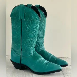 Women’s Vintage Acme Teal Western Cowboy Boots size 6.5