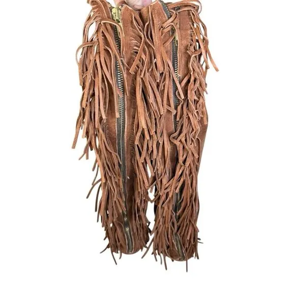 Women’s Lanvin 2005 Alber Elbaz Fringe Brown Knee high Suede Boots IT 40 - US 10
