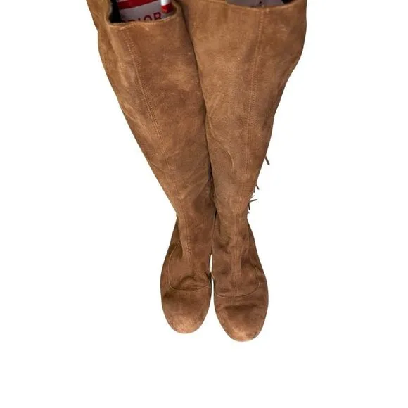 Women’s Lanvin 2005 Alber Elbaz Fringe Brown Knee high Suede Boots IT 40 - US 10