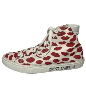 YVES SAINT LAURENT YSL Heart Kiss Lips High Top Sneakers Shoes 38 8
