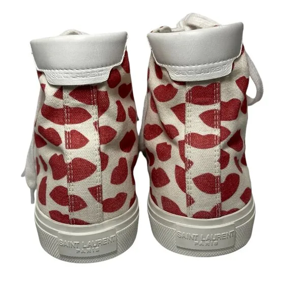 YVES SAINT LAURENT YSL Heart Kiss Lips High Top Sneakers Shoes 38 8