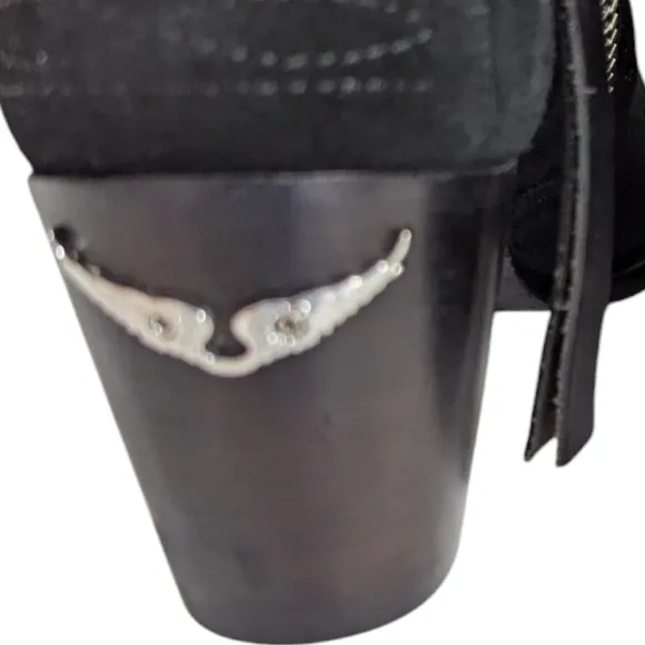 Zadig &amp; Voltaire Molly Suede Leather Ankle Black Booties... Size 40...US 9