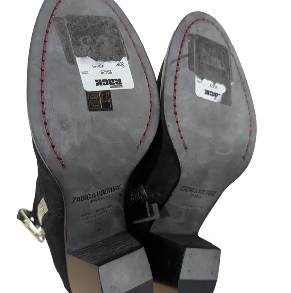 Zadig &amp; Voltaire Molly Suede Leather Ankle Black Booties... Size 40...US 9