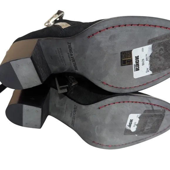 Zadig &amp; Voltaire Molly Suede Leather Ankle Black Booties... Size 40...US 9