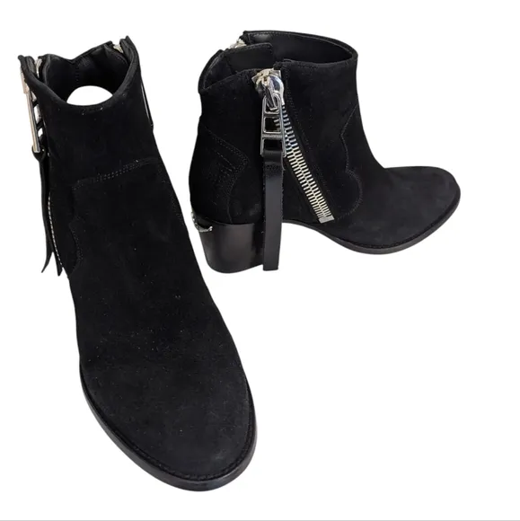 Zadig &amp; Voltaire Molly Suede Leather Ankle Black Booties... Size 40...US 9