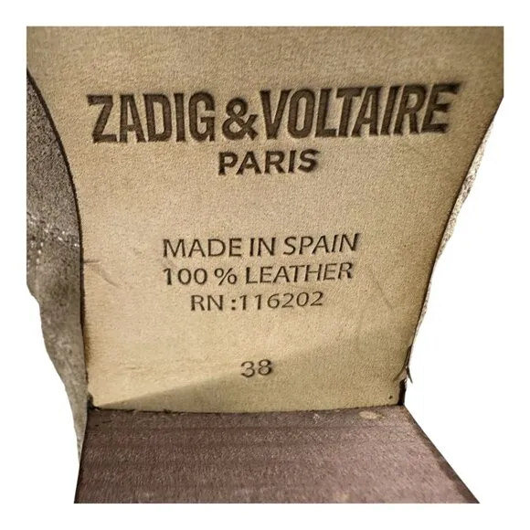 Zadig &amp; Voltaire Molly Tan Suede Western Ankle Boot. Sz: EU 38/US 7