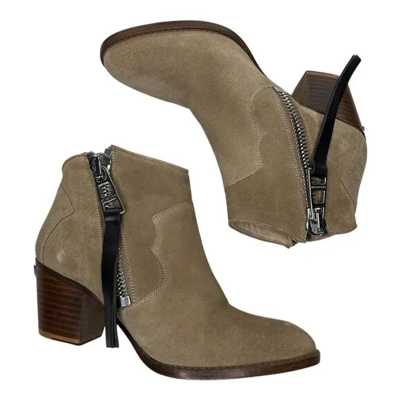Zadig &amp; Voltaire Molly Tan Suede Western Ankle Boot. Sz: EU 38/US 7