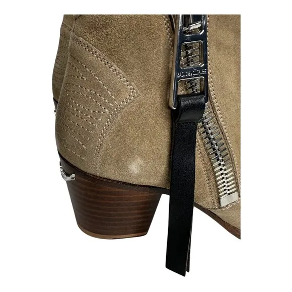 Zadig &amp; Voltaire Molly Tan Suede Western Ankle Boot. Sz: EU 38/US 7