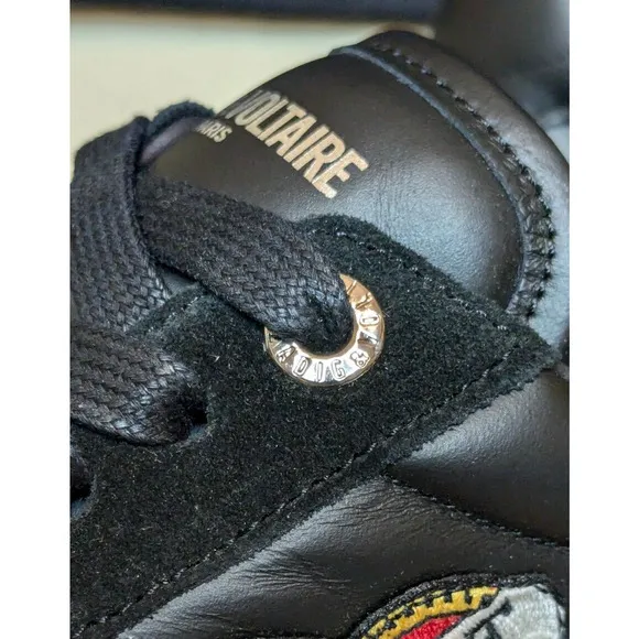 Zadig &amp; Voltaire Shoes Womens 7.5 EU 38 Black NEW Heart Patch Sneakers ZV1747