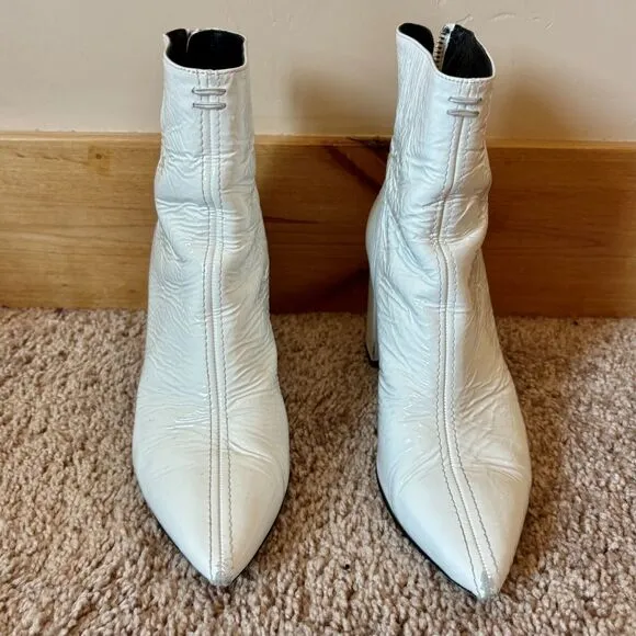 Zadig &amp; Voltaire Women's EU 36 US 6 White Leather Ankle Boot Disco 70’s Playboy