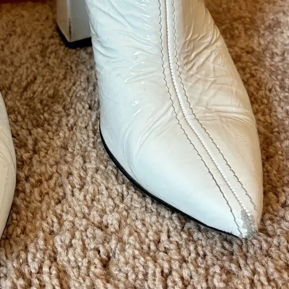 Zadig &amp; Voltaire Women's EU 36 US 6 White Leather Ankle Boot Disco 70’s Playboy