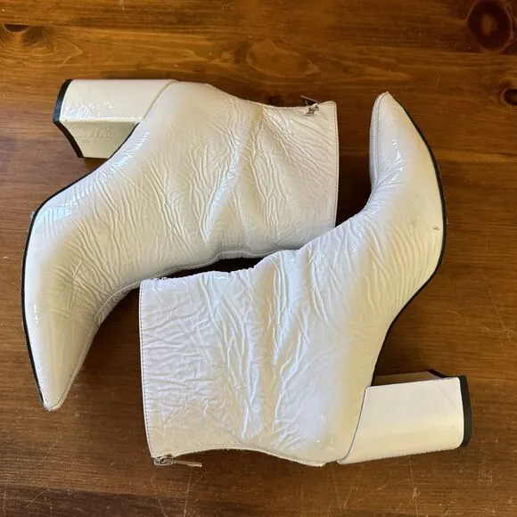 Zadig &amp; Voltaire Women's EU 36 US 6 White Leather Ankle Boot Disco 70’s Playboy