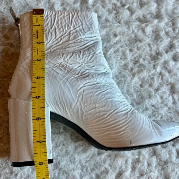Zadig &amp; Voltaire Women's EU 36 US 6 White Leather Ankle Boot Disco 70’s Playboy