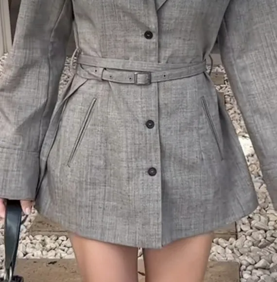 Zara 100% Wool Belted Blazer Size L