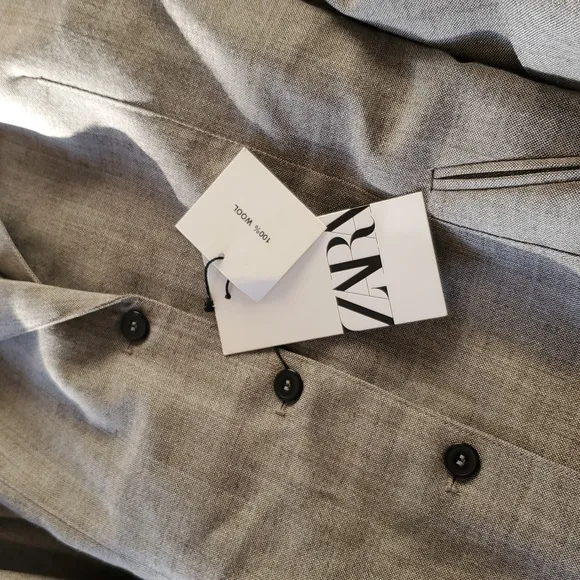 Zara 100% Wool Belted Blazer Size L