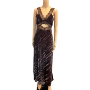 ZARA BROWN CHOCOLATE SLEEVELESS MIDI VELVET DRESS WITH LACE DETAIL SIZE M BNWT