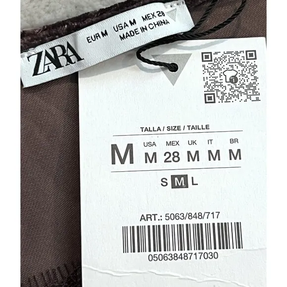 ZARA BROWN CHOCOLATE SLEEVELESS MIDI VELVET DRESS WITH LACE DETAIL SIZE M BNWT