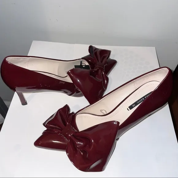 Zara Burgundy Court with Bow Pumps