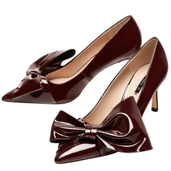 Zara Burgundy Court with Bow Pumps