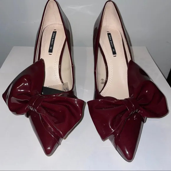 Zara Burgundy Court with Bow Pumps