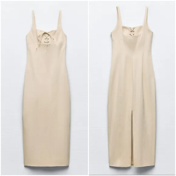 Zara Crossover Drawstring Midi Dress size XXL