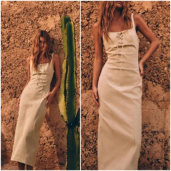 Zara Crossover Drawstring Midi Dress size XXL