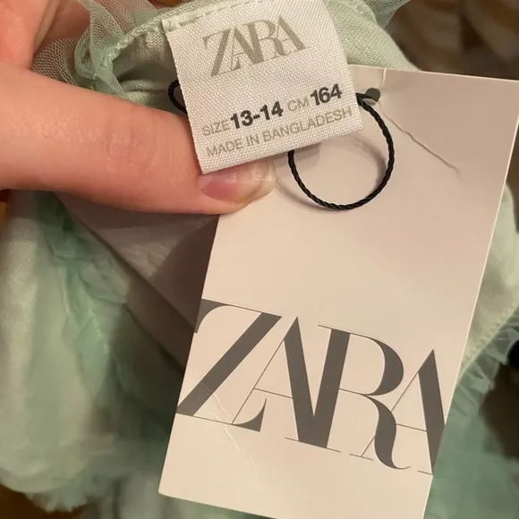 Zara Kids Girls Light Green Mint Tulle Dress
