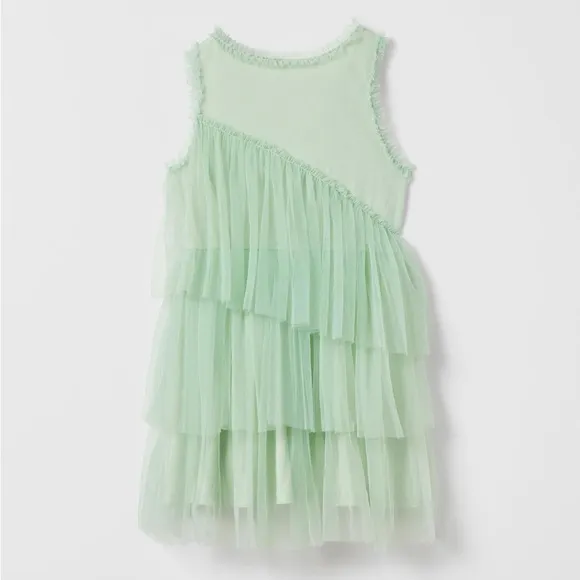 Zara Kids Girls Light Green Mint Tulle Dress