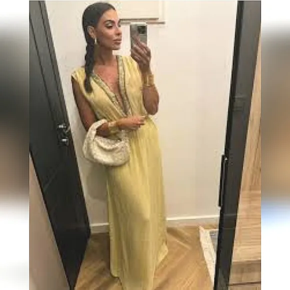 Zara limited edition sequin embroidered beaded maxi dress size S