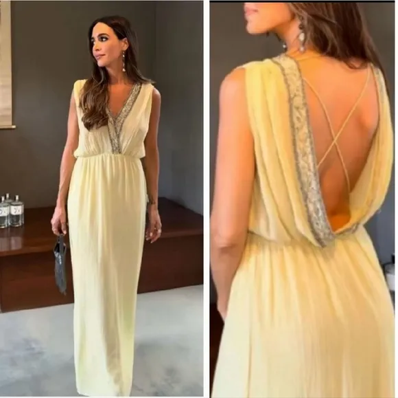 Zara limited edition sequin embroidered beaded maxi dress size S
