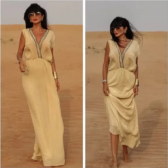 Zara limited edition sequin embroidered beaded maxi dress size S