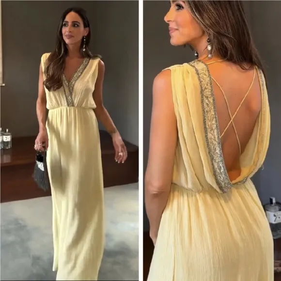 Zara limited edition sequin embroidered beaded maxi dress size S