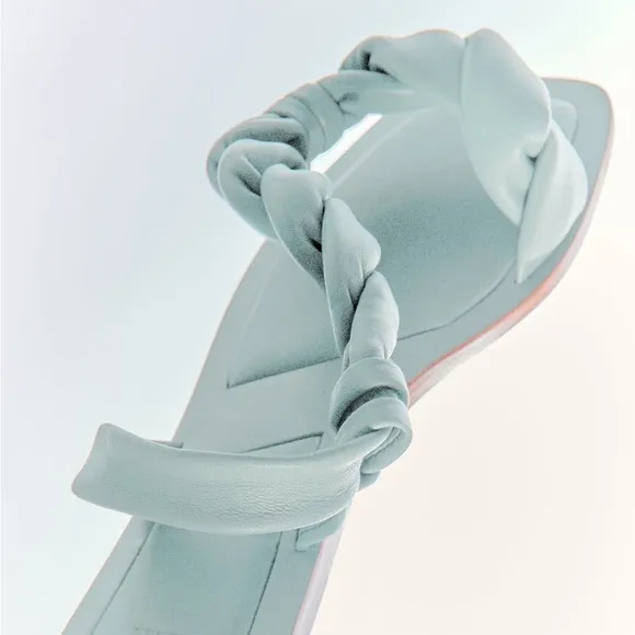 ZARA NWT LIGHT BLUE LEATHER WOVEN SANDALS